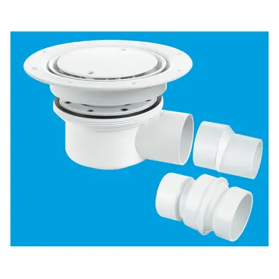 McAlpine TSG52WH Two-Piece 50mm Water Seal Trapped Gully, Clamp Ring and Cover Plate, 2" Horizon