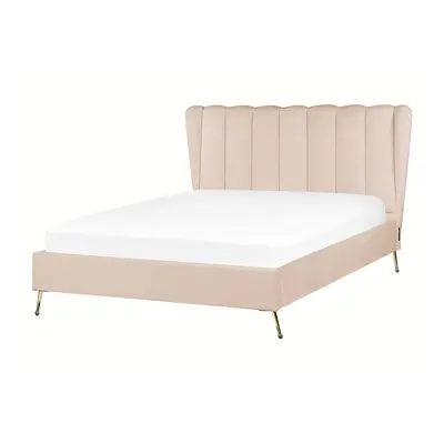 Bed Velvet MIRIBEL x cm (EU Double) Beige