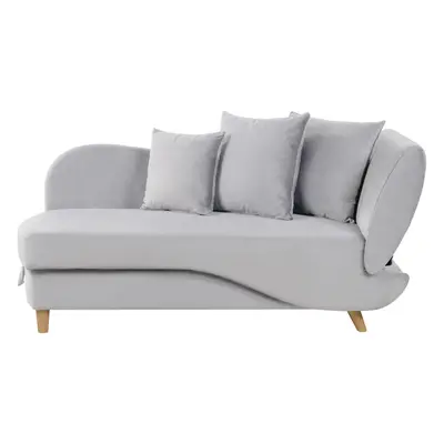 Right Hand Velvet Chaise Lounge with Storage Light Grey MERI II