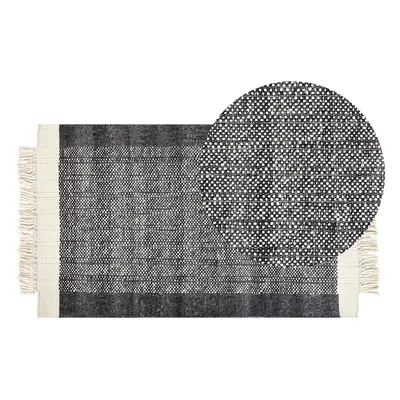 Wool Area Rug x cm Black and Off-White ATLANTI