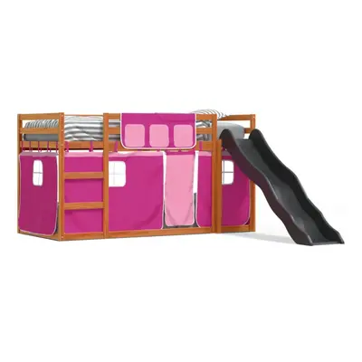 (brown and pink, x cm) vidaXL Bunk Bed with Slide and Curtains Bed Frame Loft Bed Pink 90x190 cm