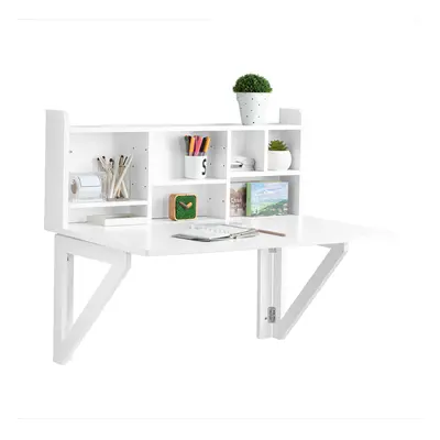 SoBuy FWT07-II-W Wall-Mounted Folding Desk | Drop-Leaf Table & Shelves