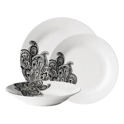 Avie 12Pc Prince Dinner Set, Black & White