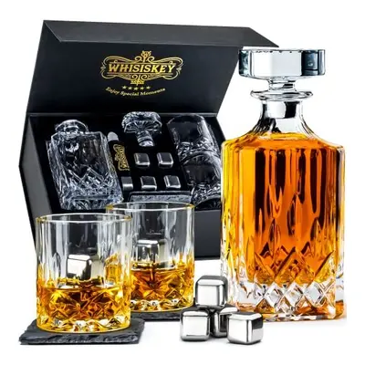 - Whisky Carafe - Twisted Decanter Set - Whiskey Carafe Set - 1000ML - Gifts for Men - Incl. Whi