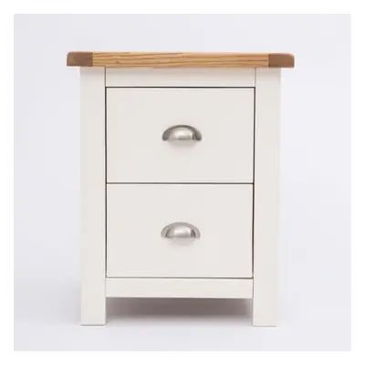 Bedside Cabinet Off White Painted Drawer Wooden Table Nightstand Metal Handles