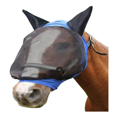 (Blue) Horse Fly Mask Ear Cover Full Face Armour Mesh