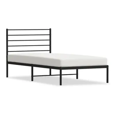 (black, x cm/with headboard) vidaXL Metal Bed Frame with Headboard Bed Base Mattress Foundation 