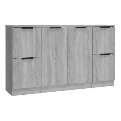 (Grey sonoma) vidaXL 3x Sideboards Engineered Wood Cabinet Home Organiser Multi Colours