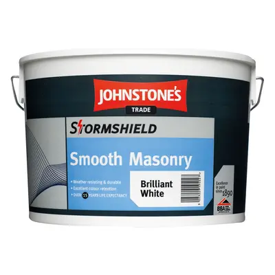 Johnstone's Smooth Masonry Paint Brilliant White with Quick Rain Resistance Technology 10L