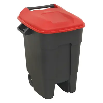 100 Litre Capacity Wheelie Bin - Solid Rear Axle - Two 200mm Wheels - Red