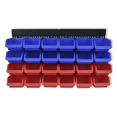 vidaXL Wall Mounted Garage Tool Organiser Blue and Red Storage Case Cabinet