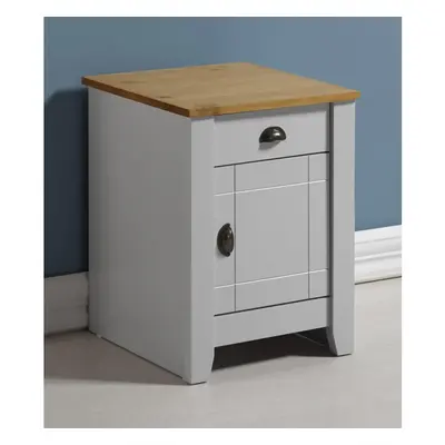 Seconique Ludlow White & Oak Lacquer Door Drawer Bedside Cabinet