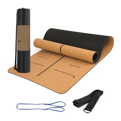 5mm Thick Non Slip Cork Yoga Mat with Strap Carry Bag for Pilates Gymnastics Exercise Fitness Pa