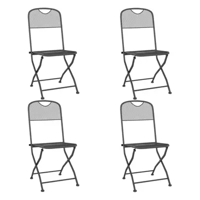 (4) vidaXL 2/4x Folding Garden Chairs Expanded Metal Mesh Anthracite Patio Seat