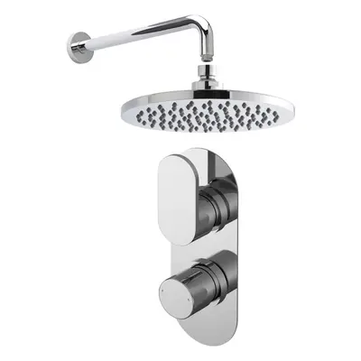 Current Shower Bundle Concealed Round Twin Valve, Arm & Head Kit - Chrome Balterley