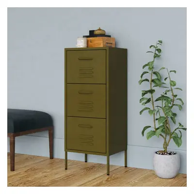 vidaXL Storage Cabinet Olive Green Steel Furniture Sideboard Side Cabinet