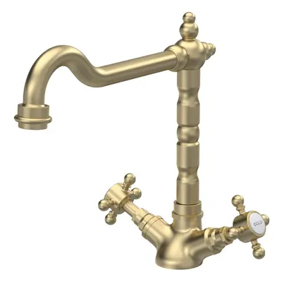 Traditional French Classic Mono Sink Mixer Tap - Brushed Brass