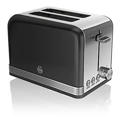 Swan ST19010BN Retro 2-Slice Toaster with Defost/Reheat/Cancle Functions, Cord Storage, 815W, Re