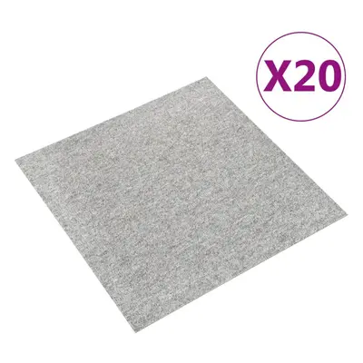 vidaXL 20x Carpet Floor Tiles mÂ² 50x50 cm Light Grey Flooring Mat Bedroom