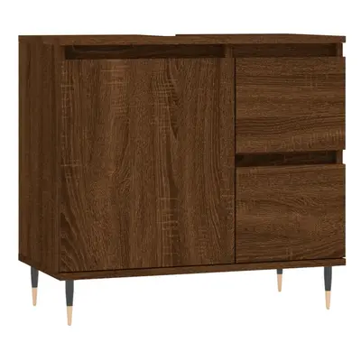 (brown oak) vidaXL Bathroom Cabinet Vanity Unit Highboard Cupboard Black Engineered Wood