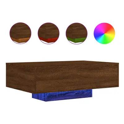 (brown oak, x x cm) vidaXL Coffee Table with LED Lights Hallway Tea Side End Table Sofa Table