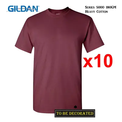 (M) Packs Gildan T-SHIRT Basic Tee - 5XL Small Big Men Heavy Cotton (Maroon)