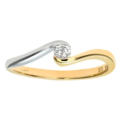 (K) Jewelco London 9ct Yellow and White Gold Diamond Engagement Ring