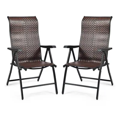 2 Piece Patio Rattan Folding Chair Outdoor Portable Camping Chair