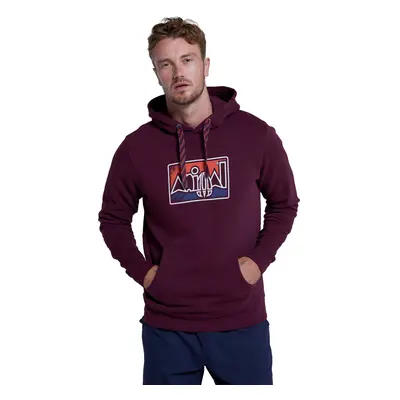 (S, Burgundy) Animal Mens River Printed Organic Hoodie