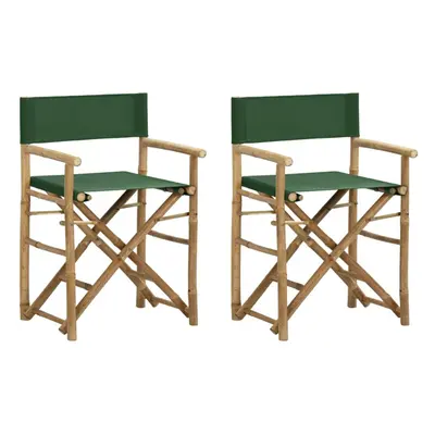 vidaXL pcs Folding Director's Chairs Green Bamboo and Fabric Patio Furniture