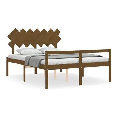 (honey brown, x cm) vidaXL Bed Frame with Headboard Home Bedstead Bed Base 160x200 cm Solid Wood