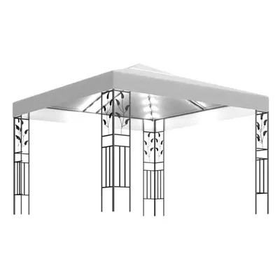 vidaXL Gazebo with LED String Lights 3x3m White g/mÂ² Outdoor Sunshade Tent