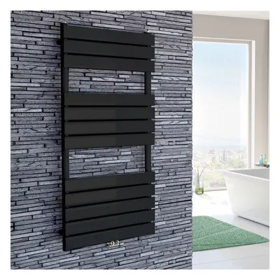 Nes Home x mm Designer Towel Radiator Black Single Flat Tube