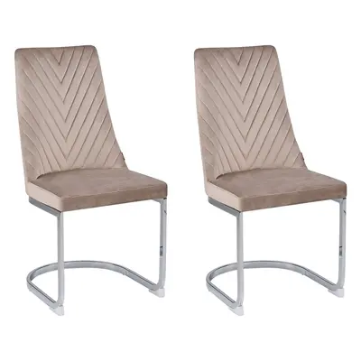 Set of Dining Chairs ALTOONA Velvet Beige