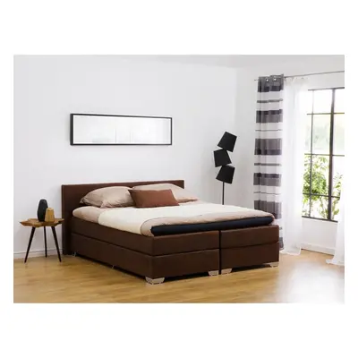 Super King Size Divan Bed Faux Leather Brown PRESIDENT