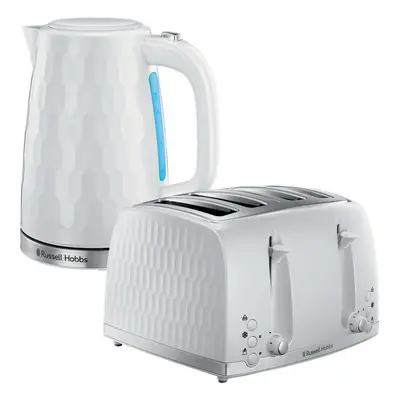 Russell Hobbs Honeycomb Slice Toaster & Kettle Set, White