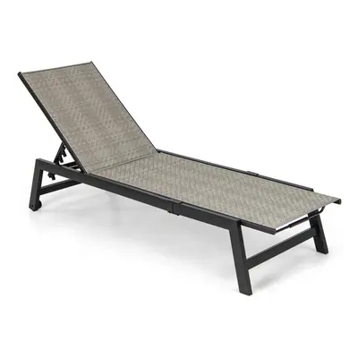 Patio Chaise Lounge Adjustable Recliner Outdoor Tanning Chair w/Wheels