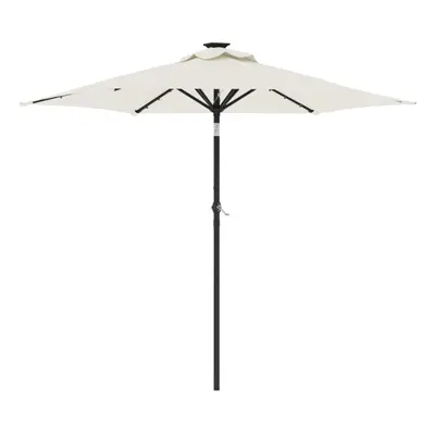 (white) vidaXL Garden Parasol with LEDs and Steel Pole Sun Shade Outdoor Umbrella