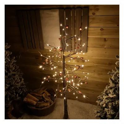 1.8m Light Up LED Brown Snow Tree Warm White Lights Christmas Indoor