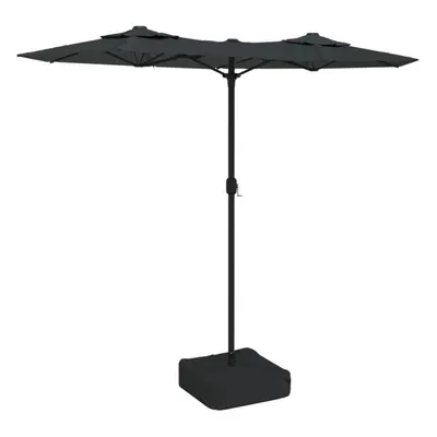 (anthracite) vidaXL Double-Head Parasol Garden Umbrella with LEDs Outdoor Sun Umbrella