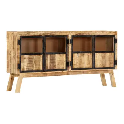 vidaXL Solid Rough Mango Wood Sideboard Brown and Black Wooden Side Cabinet