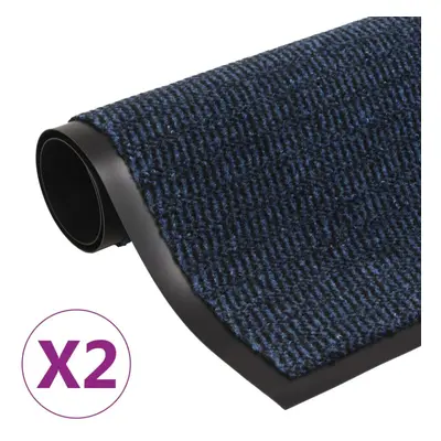 vidaXL 2x Dust Control Mats Rectangular Tufted 90x150cm Blue Front Door Rug