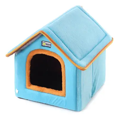 (Blue) Pet Dog Cat Bed Puppy Cushion Igloo House Soft Warm Kenne Mat Blanket