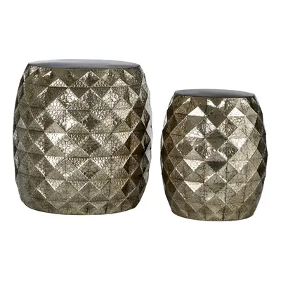 Premier Housewares Reza Gold Finish Drum Stools