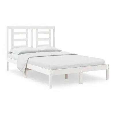 vidaXL Solid Wood Pine Bed Frame White 120x200 cm Wooden Bedstead Bed Base