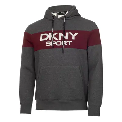 (S, Charcoal Marl) DKNY Mens South Street Breathable Colour Block Hoodie Soft Hoody