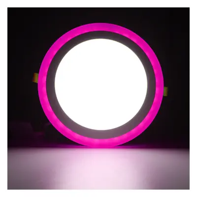 (cool white+pink(type B)) 18W RGB Dual Color LED Recessed Ceiling Round Panel Down Light Lamp AC