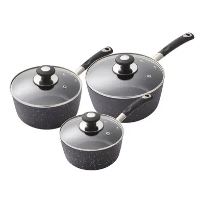 Tower T900111 Precision Piece Non-Stick Saucepan Set, Black