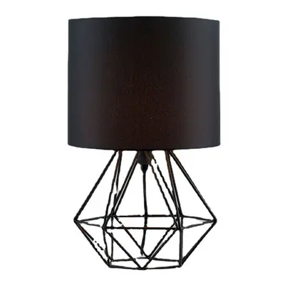 (Black) Hollowed Out Modern Desk Lamp Bedroom Bedside Geometric Table Lamp With Shade