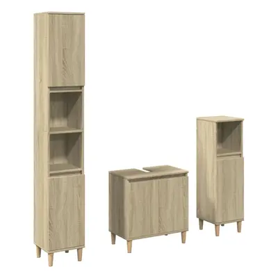 vidaXL Bathroom Furniture Set Piece Sink Cabinet Sonoma Oak Engineered Wood